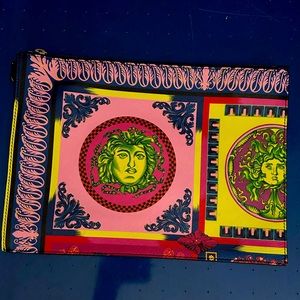 Versace wristlet leather clutch